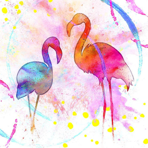 Painted Pink Flamingo Gold Ornate Wood Framed Art Print with Double Matting by LightBoxJournal