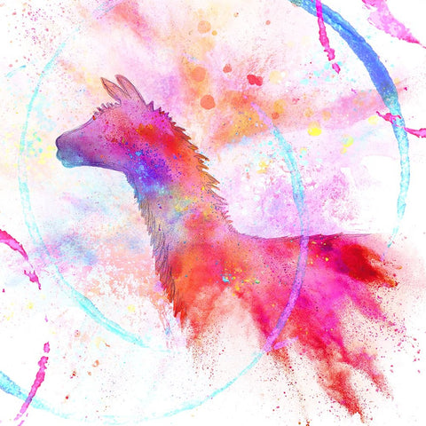 Painted Pink Llama Black Ornate Wood Framed Art Print with Double Matting by LightBoxJournal