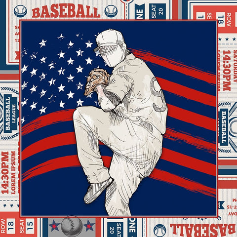 American Baseball player 01 White Modern Wood Framed Art Print with Double Matting by LightBoxJournal