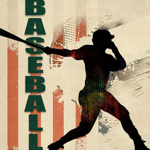 Baseball Urban Art Black Modern Wood Framed Art Print with Double Matting by LightBoxJournal