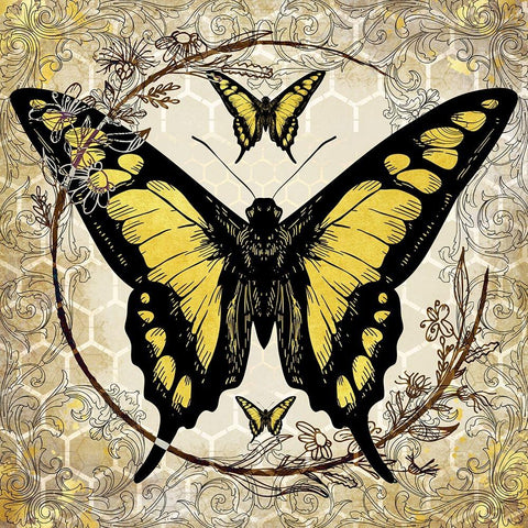 Honey Bee Butterfly 04 White Modern Wood Framed Art Print by LightBoxJournal