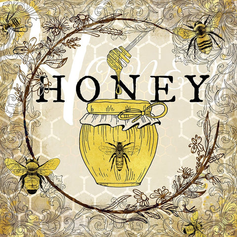 Honey Bee Hive 05 White Modern Wood Framed Art Print with Double Matting by LightBoxJournal