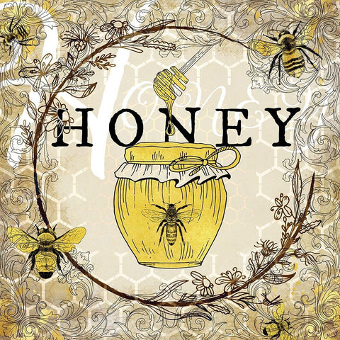 Honey Bee Hive 05 Gold Ornate Wood Framed Art Print with Double Matting by LightBoxJournal