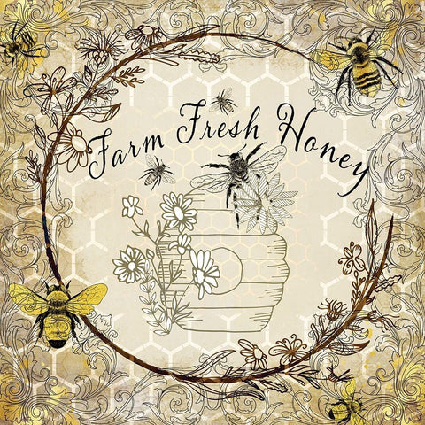 Honey Bee Hive 06 Gold Ornate Wood Framed Art Print with Double Matting by LightBoxJournal