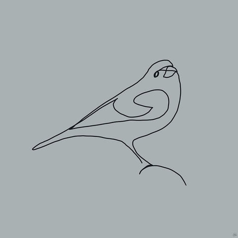 Line Bird 1 Black Modern Wood Framed Art Print by Line and Brush