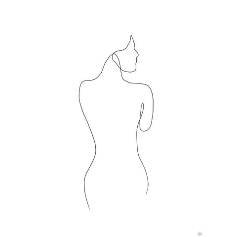 Line Female Back 1 White Modern Wood Framed Art Print by Line and Brush