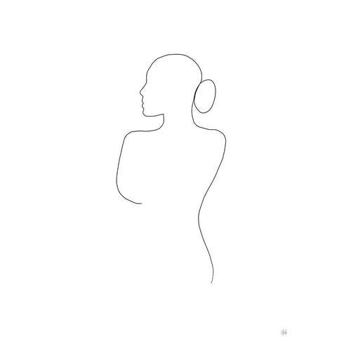 Line Female Back 2 White Modern Wood Framed Art Print by Line and Brush