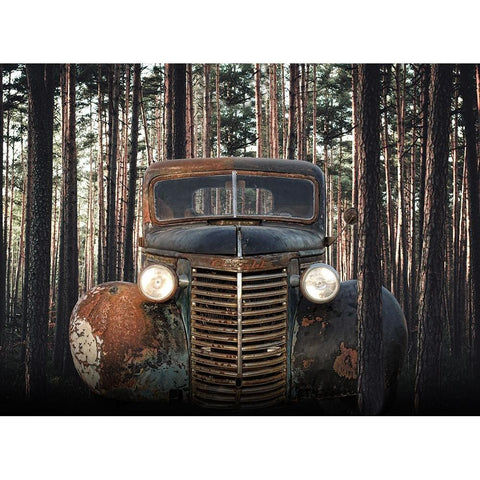 Rusted Chevrolet White Modern Wood Framed Art Print by Hutchison, Lori