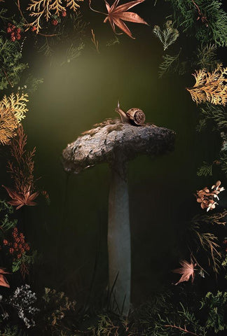 Mushroom Medley Black Ornate Wood Framed Art Print with Double Matting by Love Grams