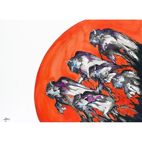 Out Of A Rising Sun Black Modern Wood Framed Art Print with Double Matting by Allante, Marc