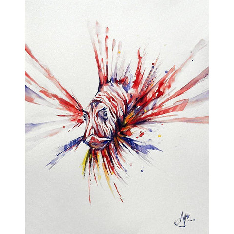 Pterois White Modern Wood Framed Art Print by Allante, Marc