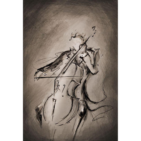 The Cellist Gold Ornate Wood Framed Art Print with Double Matting by Allante, Marc