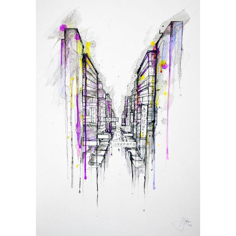 This City Sleeps White Modern Wood Framed Art Print by Allante, Marc