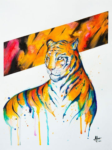 Burning Bright Black Ornate Wood Framed Art Print with Double Matting by Allante, Marc