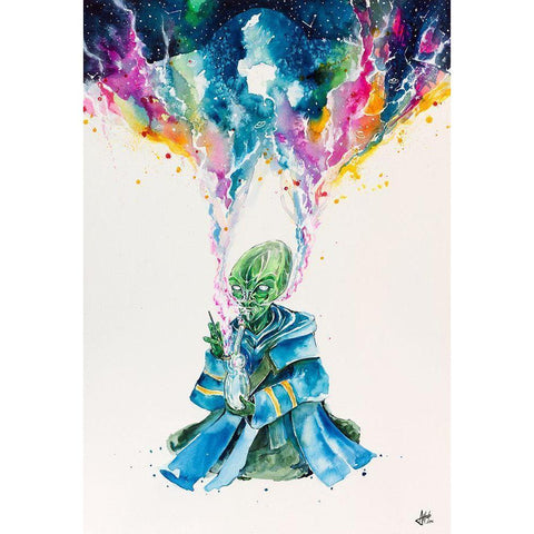 Alien Dabbing White Modern Wood Framed Art Print by Allante, Marc