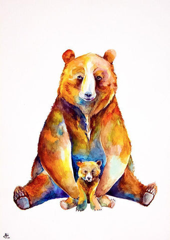 Bear Necessities White Modern Wood Framed Art Print with Double Matting by Allante, Marc