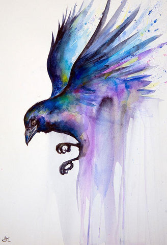Nevermore White Modern Wood Framed Art Print with Double Matting by Allante, Marc