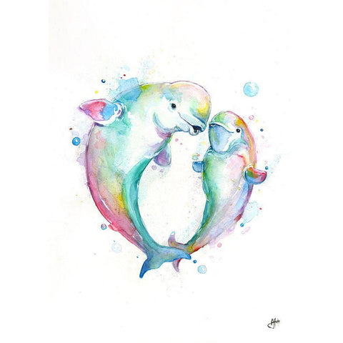 Bubbly Belugas Gold Ornate Wood Framed Art Print with Double Matting by Allante, Marc
