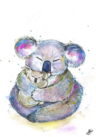 Kuddly Koalas White Modern Wood Framed Art Print with Double Matting by Allante, Marc
