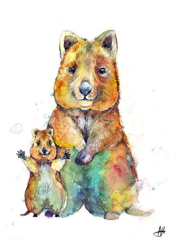 Qwazy Quokkas Black Ornate Wood Framed Art Print with Double Matting by Allante, Marc