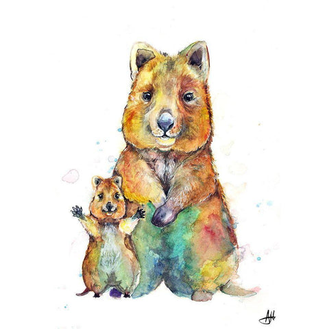 Qwazy Quokkas White Modern Wood Framed Art Print by Allante, Marc