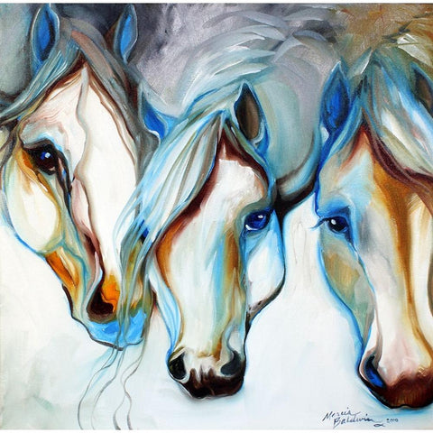 3 Nobles Equine Abstract Black Modern Wood Framed Art Print by Baldwin, Marcia