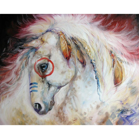 Apache The War Pony Black Modern Wood Framed Art Print with Double Matting by Baldwin, Marcia