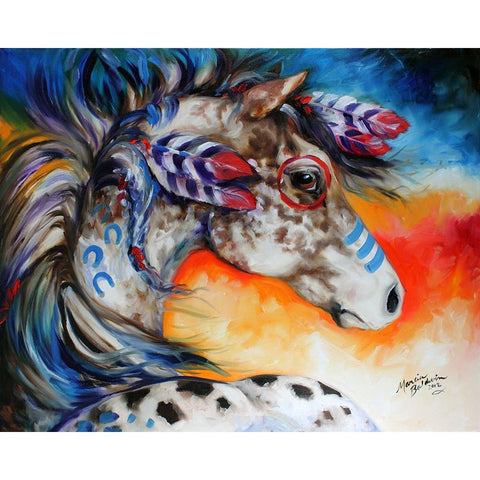 Appaloosa Indian War Horse White Modern Wood Framed Art Print by Baldwin, Marcia