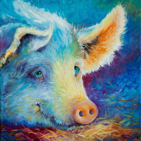 Baby Blues Piggy White Modern Wood Framed Art Print by Baldwin, Marcia