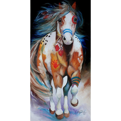 Brave The Indian War Horse Black Modern Wood Framed Art Print with Double Matting by Baldwin, Marcia