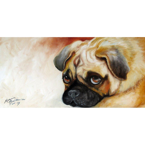 Cutie Pie Pug White Modern Wood Framed Art Print by Baldwin, Marcia