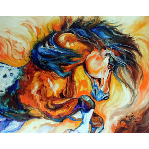 Dance Of The Wild One White Modern Wood Framed Art Print by Baldwin, Marcia