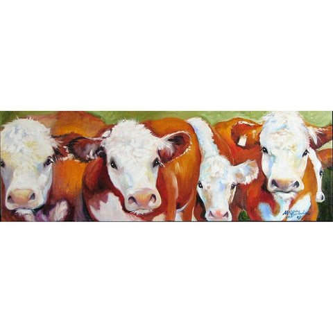 Fab Five Cows Black Modern Wood Framed Art Print with Double Matting by Baldwin, Marcia