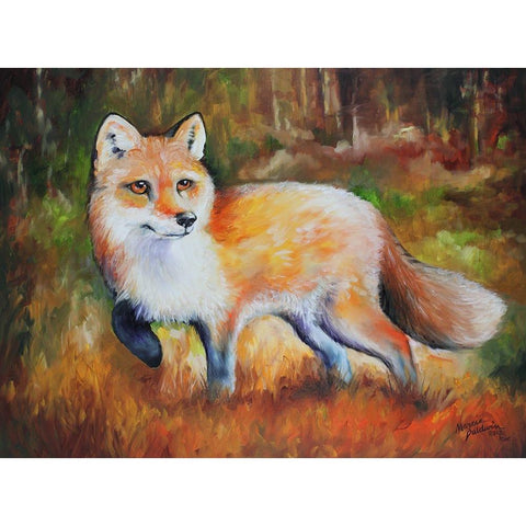 Little Red Fox White Modern Wood Framed Art Print by Baldwin, Marcia