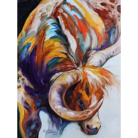 Longhorn Abstract White Modern Wood Framed Art Print by Baldwin, Marcia