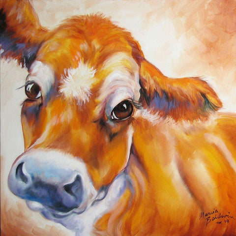 My Jersey Cow Commission White Modern Wood Framed Art Print by Baldwin, Marcia