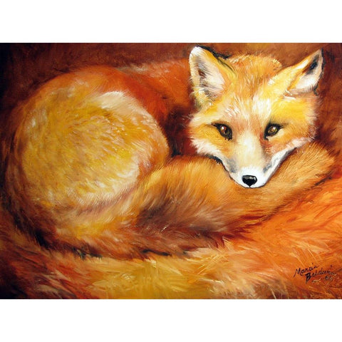 Red Fox Den Black Modern Wood Framed Art Print by Baldwin, Marcia