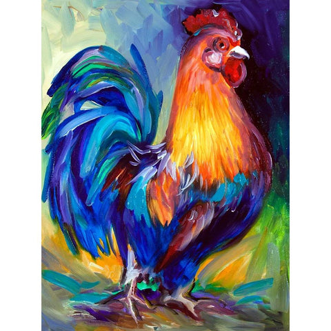 Rooster One White Modern Wood Framed Art Print by Baldwin, Marcia