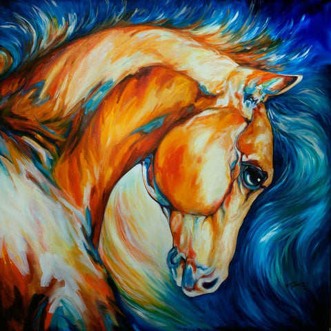 Stallion White Modern Wood Framed Art Print by Baldwin, Marcia