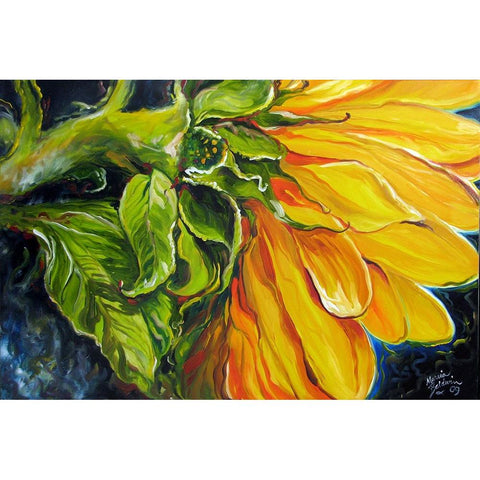 Sunflower Abstract Black Modern Wood Framed Art Print by Baldwin, Marcia