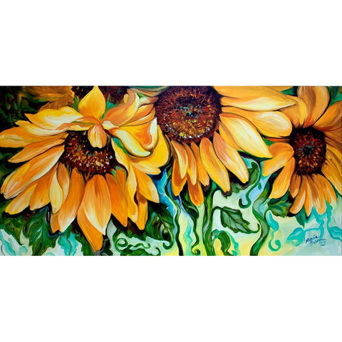 Sunflower Dance Black Modern Wood Framed Art Print with Double Matting by Baldwin, Marcia