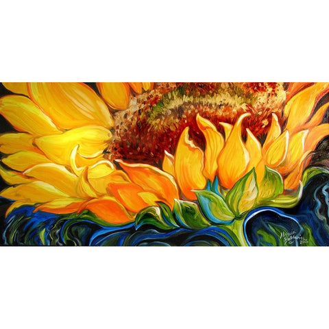 Sunflower Risen Shine Black Modern Wood Framed Art Print with Double Matting by Baldwin, Marcia