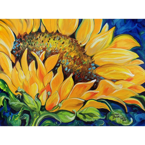 Sunflower September Gold Ornate Wood Framed Art Print with Double Matting by Baldwin, Marcia