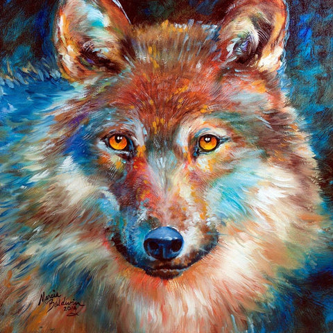 Timber Wolf Abstract White Modern Wood Framed Art Print by Baldwin, Marcia