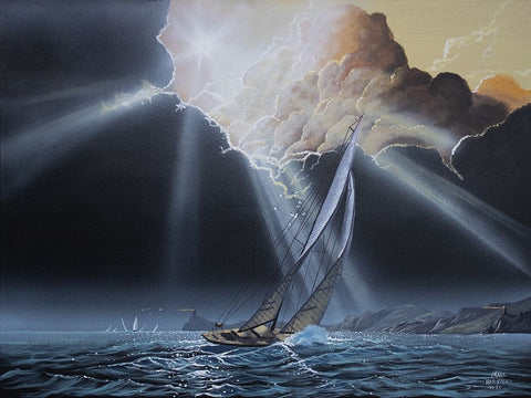 Boating After the Storm Black Ornate Wood Framed Art Print with Double Matting by Harvill, Marc