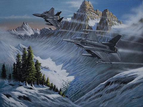 Morning Training Exercises Black Ornate Wood Framed Art Print with Double Matting by Harvill, Marc