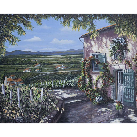 Tuscan Countryside Gold Ornate Wood Framed Art Print with Double Matting by Harvill, Marc