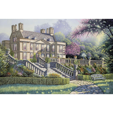 Early Evening in the Flower Garden Black Modern Wood Framed Art Print by Harvill, Marc