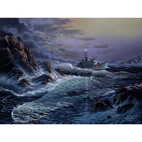 Escanada 907 Coast Guard Ship White Modern Wood Framed Art Print by Harvill, Marc