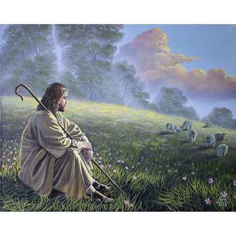 The Good Shepherd Black Modern Wood Framed Art Print with Double Matting by Harvill, Marc